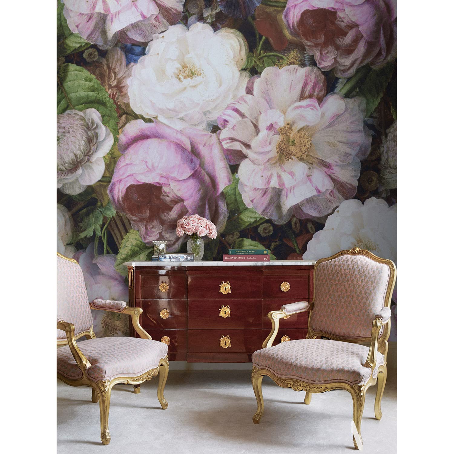 Papier peint Muralo roses 250x250cm insuffle la nature dans le salon