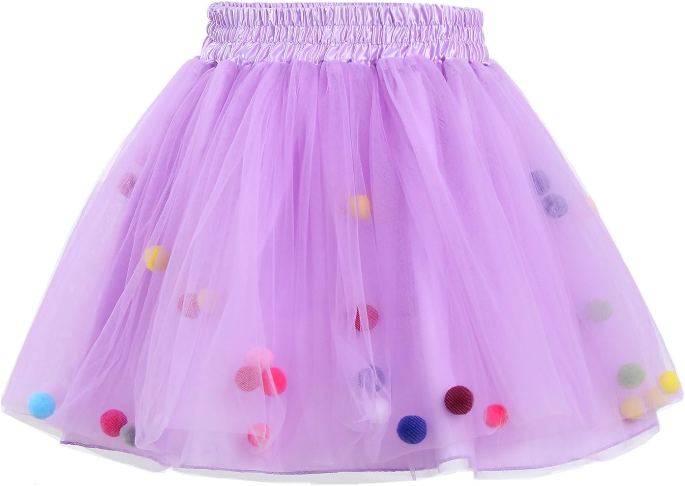 Tutu Skirt Baby Girls Tulle Princess Dress 4-Layer Fluffy Ballet Skirt with Little Pom Pom Puff Ball