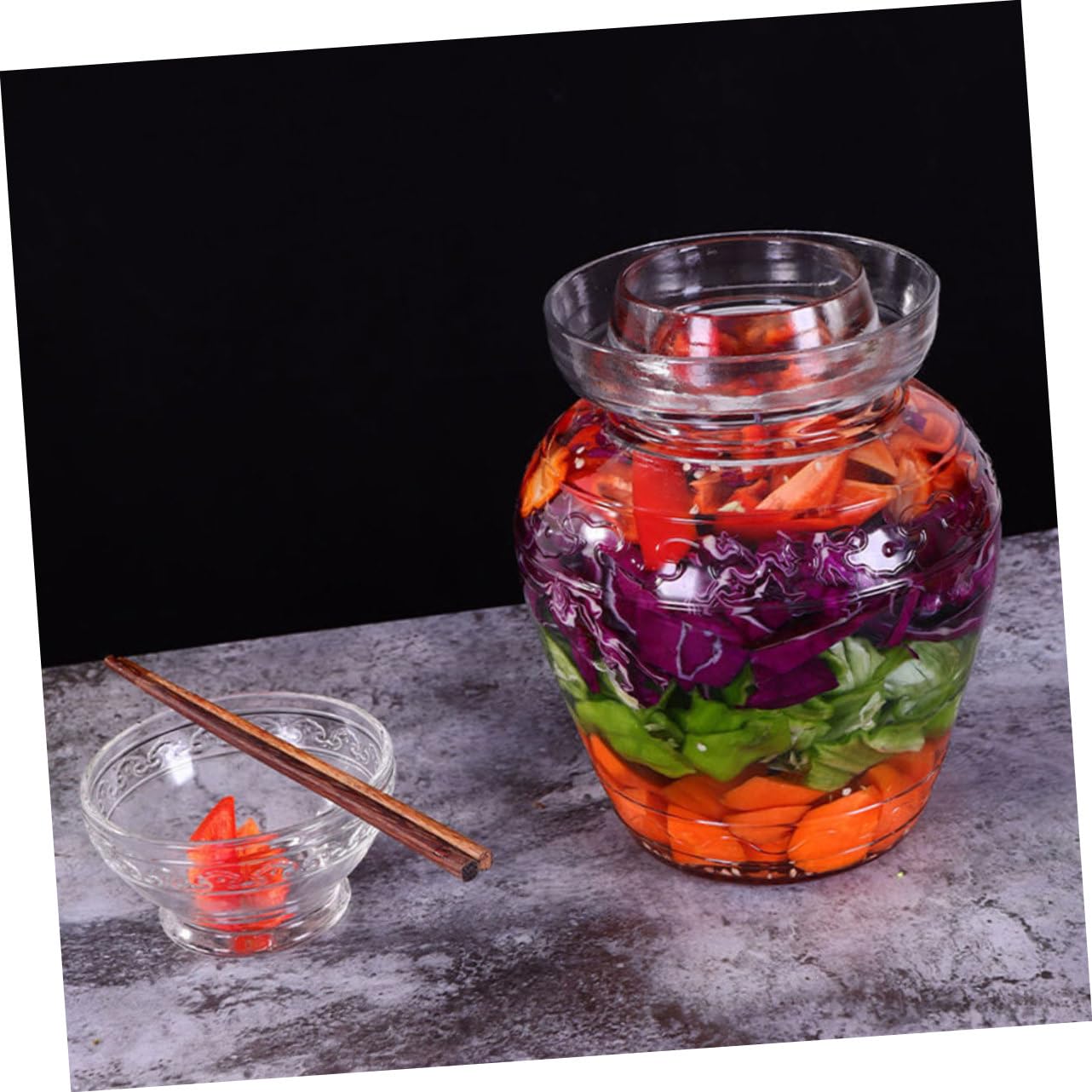 Gärglas für Lebensmittel 2,5l aus Glas mit Breitem Mund und Leichter Sicht für Gemüse Fermentieren und Sauerkrautbehälter im Haushalt