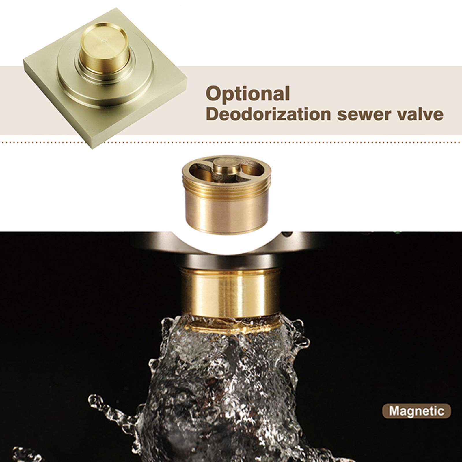 Desagüe de piso, protectores de drenaje, desagüe de ducha de 4 pulgadas, desodorante de latón, desagüe de piso de ducha, desagüe de ducha cuadrado invisible de gran caudal con desodorante de lató