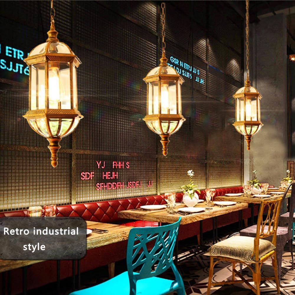 Duży żyrandol zewnętrzny na werandę do montażu sufitowego Vintage brąz wodoodporna zewnętrzna lampa wisząca frontowe drzwi dom wiejski czarna wisząca latarnia świetlna do altanki ogrodowej na