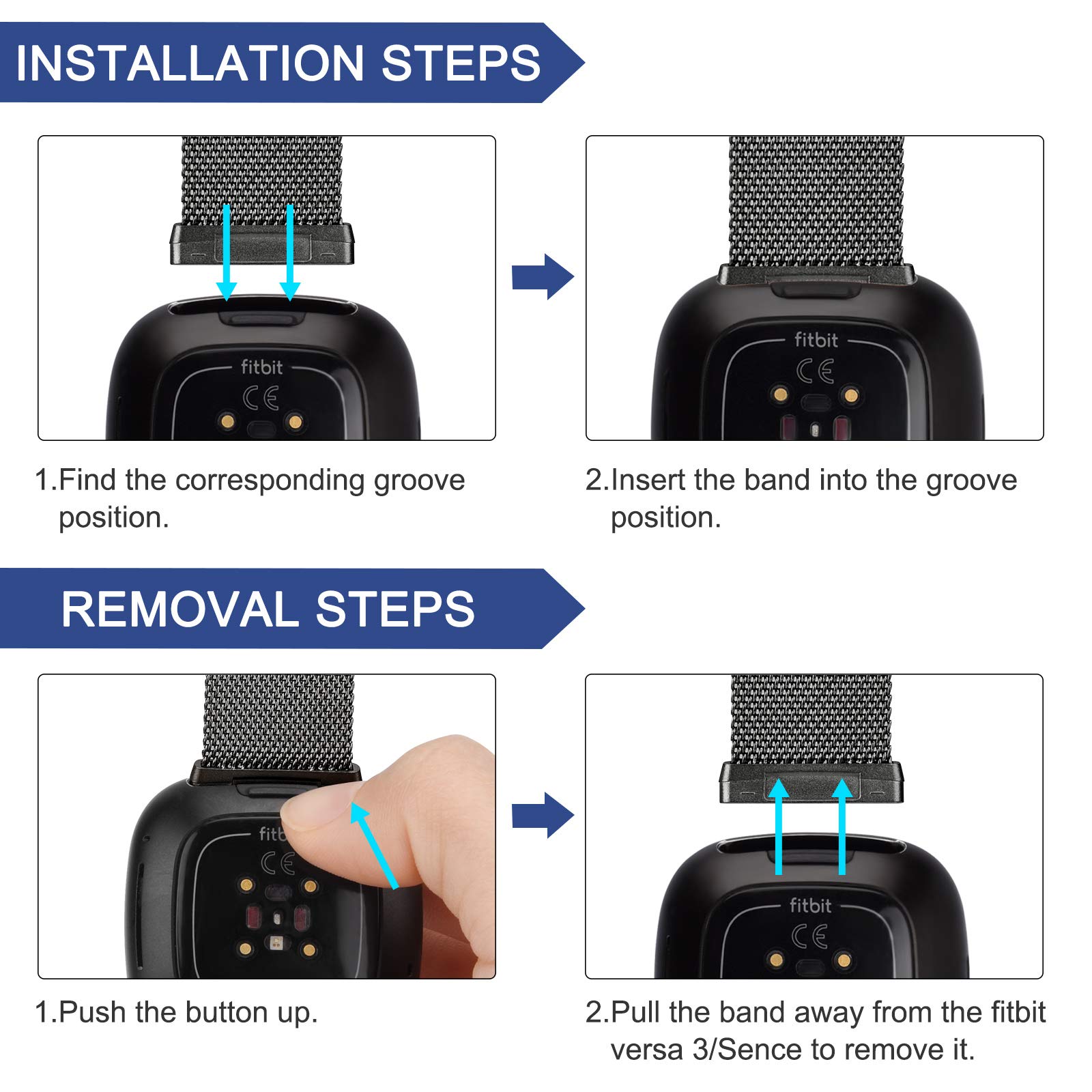 Moydolo Compatible Avec Les Bracelets Fitbit Versa 3 Unisexe, Bracelet