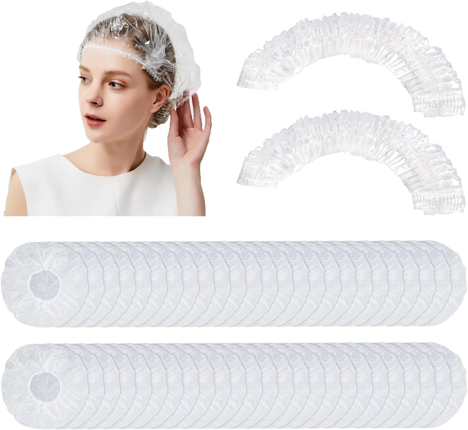 LEOBRO Shower Caps, Large Disposable Shower Caps, 60PCS