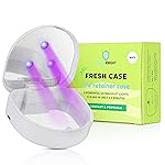 FRESH KNIGHT UVC Retainer Cleaner & Denture Cleaner - UV Retainer Case - Ideal for Invisalign & Mouth Guards - White UV Retainer Container - Convenient Travel Size