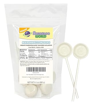 Mini Marshmallow Lollipops - Small Batch, Gluten-Free & Vegan Candy, Marshmallow Candy, White Lollipops 12 Pack