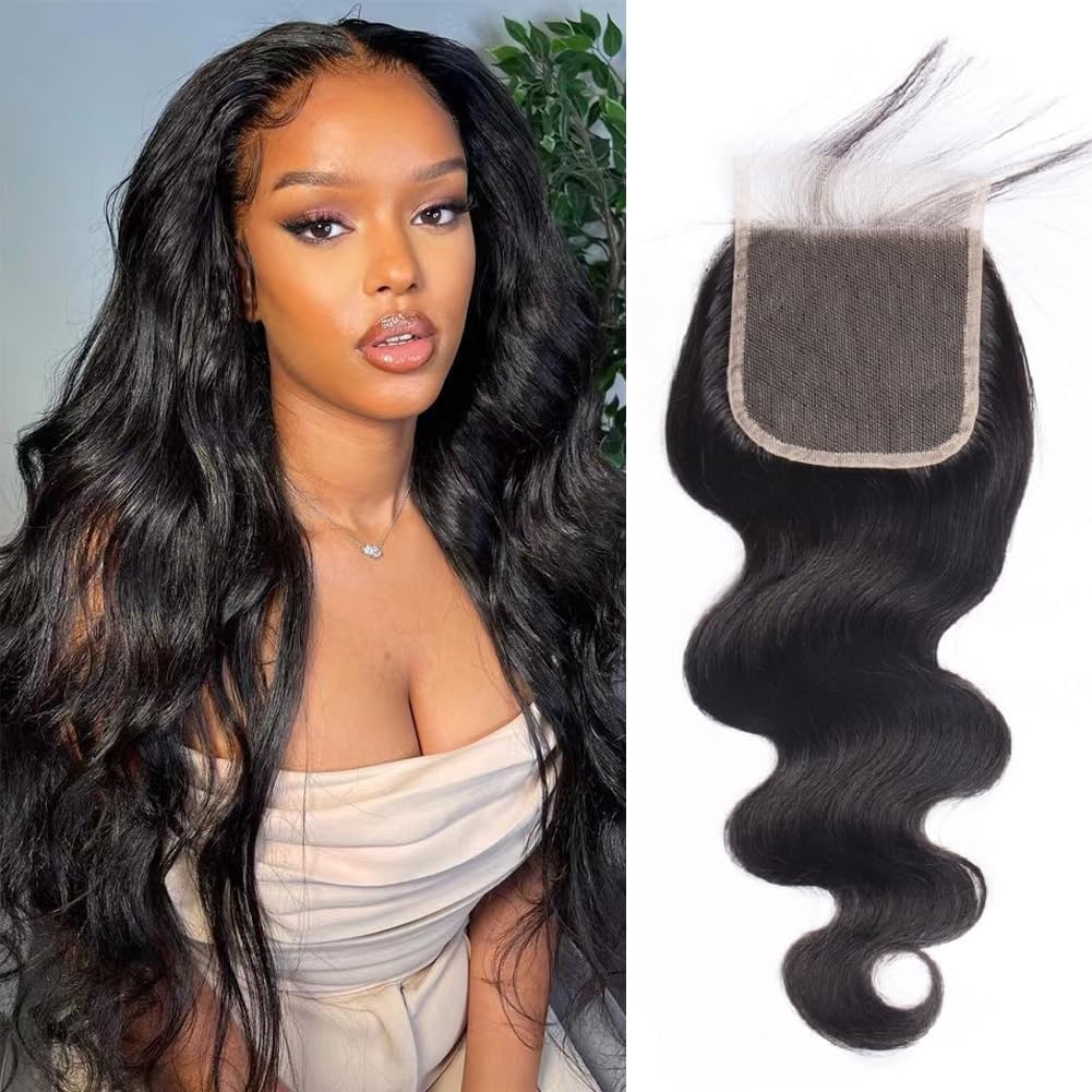 4x4 HD Lace Closure Body Wave Closure Human Hair 18 Inch Brazilian Virgin Hair Lace Closure Free Part 100% Human Hair Extensions for Black Women Pre