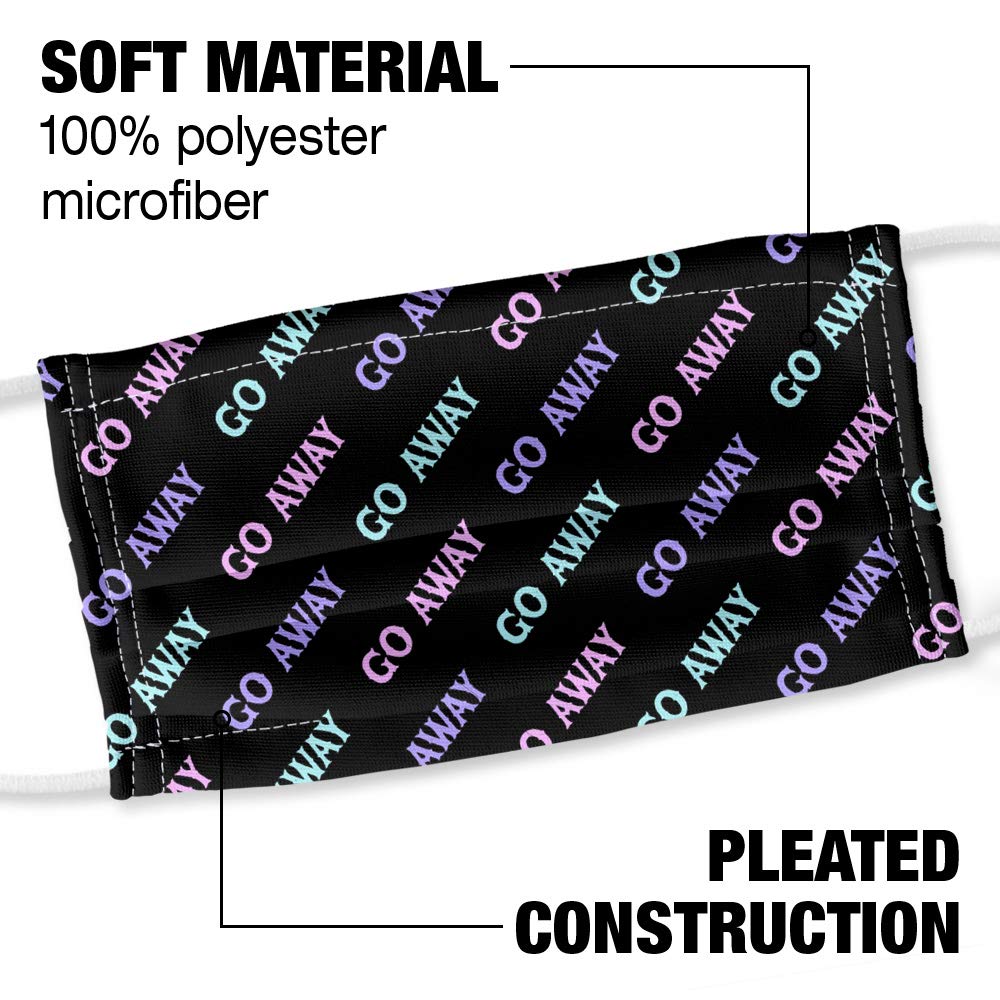Popfunk Go Away Pattern Black 1-Ply Reusable Face Mask Covering with Adjustable Nose Wire, Unisex
