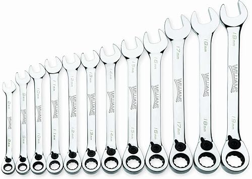 Williams MWS-12RC Juego de llaves combinadas de trinquete reversibles métricas de 12 piezas