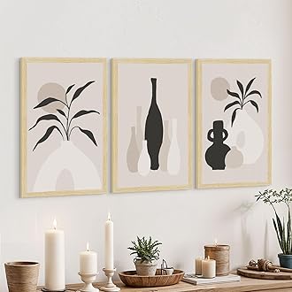 ArtX Paper Flowers Boho Wall Painting For Living Room Decoration Big Size, Framed Painting for Wall Decoration, Wall Decor For Bedroom, Multicolor, 12 x 18 inches, Set Of 3