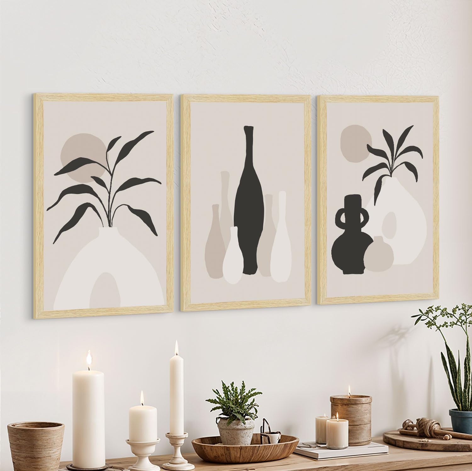 ArtX Paper Flowers Boho Wall Painting For Living Room Decoration Big Size, Framed Painting for Wall Decoration, Wall Decor For Bedroom, Multicolor, 12 x 18 inches, Set Of 3