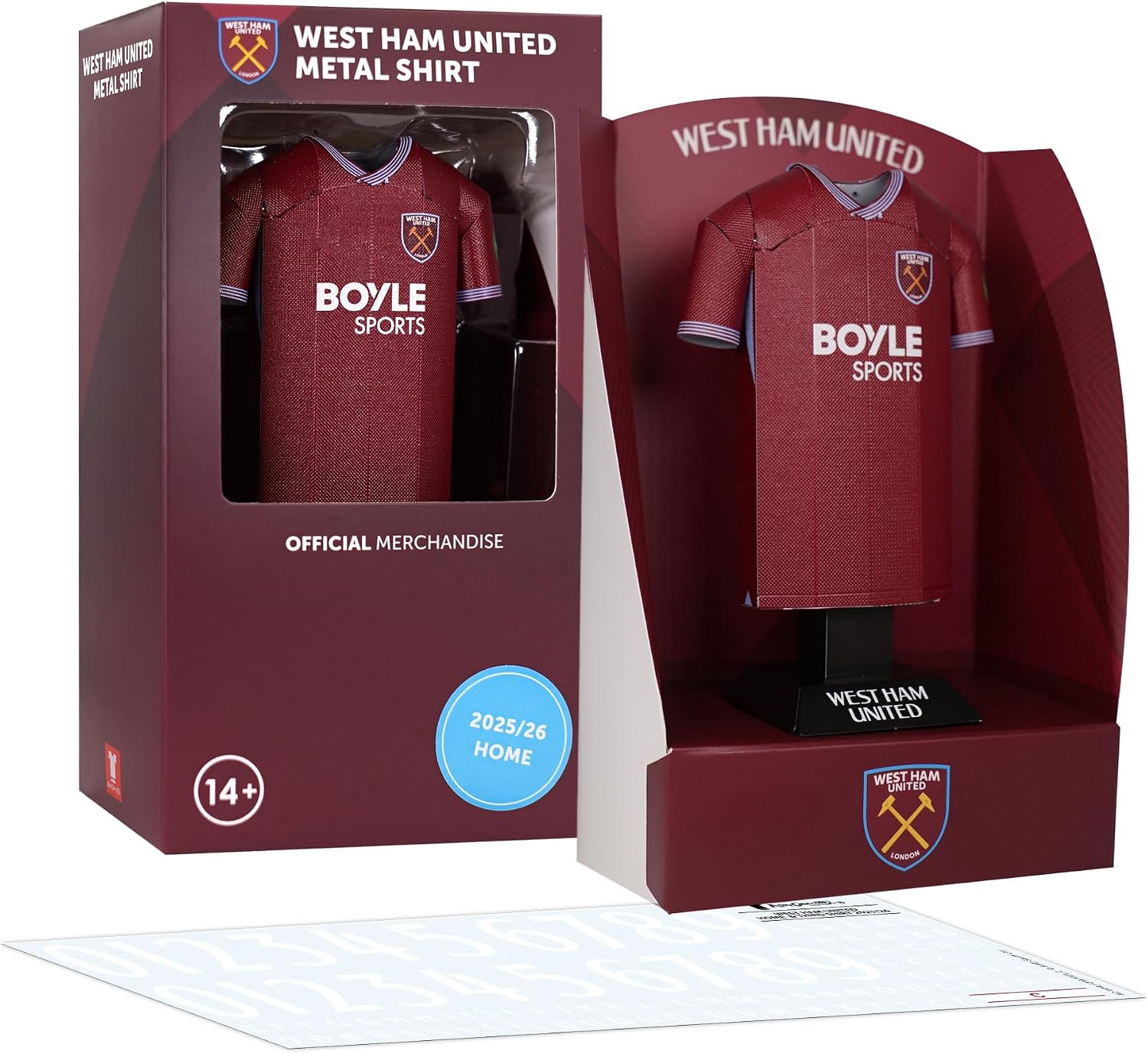 West Ham United FC Jersey-Shaped Alloy Metal Desk Display Stand – Official Licensed Men’s Soccer Team Collectible Model (25/26 Home)