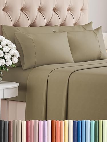Vista 49 de Juego de sábanas Cal King de 6 piezas, sábanas transpirables y refrescantes, sábanas de hotel, ropa de cama con bolsillos profundos y ajuste fácil