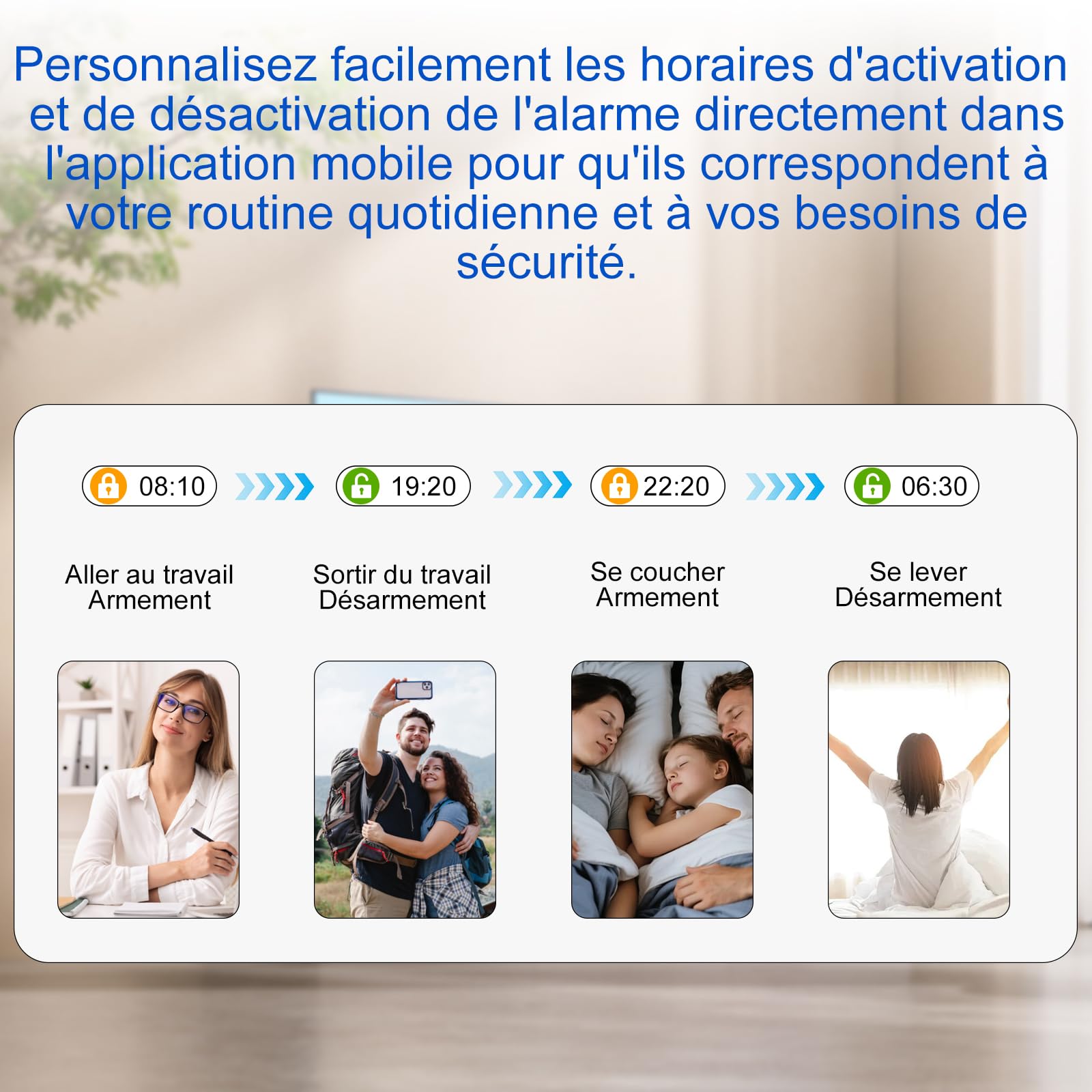 XUK Systeme Alarme Maison sans Fil – sans Abonnement ni Frais Mensuels – Kit Alarme Maison Complet avec Écran Tactile, Détecteur de Mouvement, Détecteur d’Ouverture, Sirène – Works with Alexa