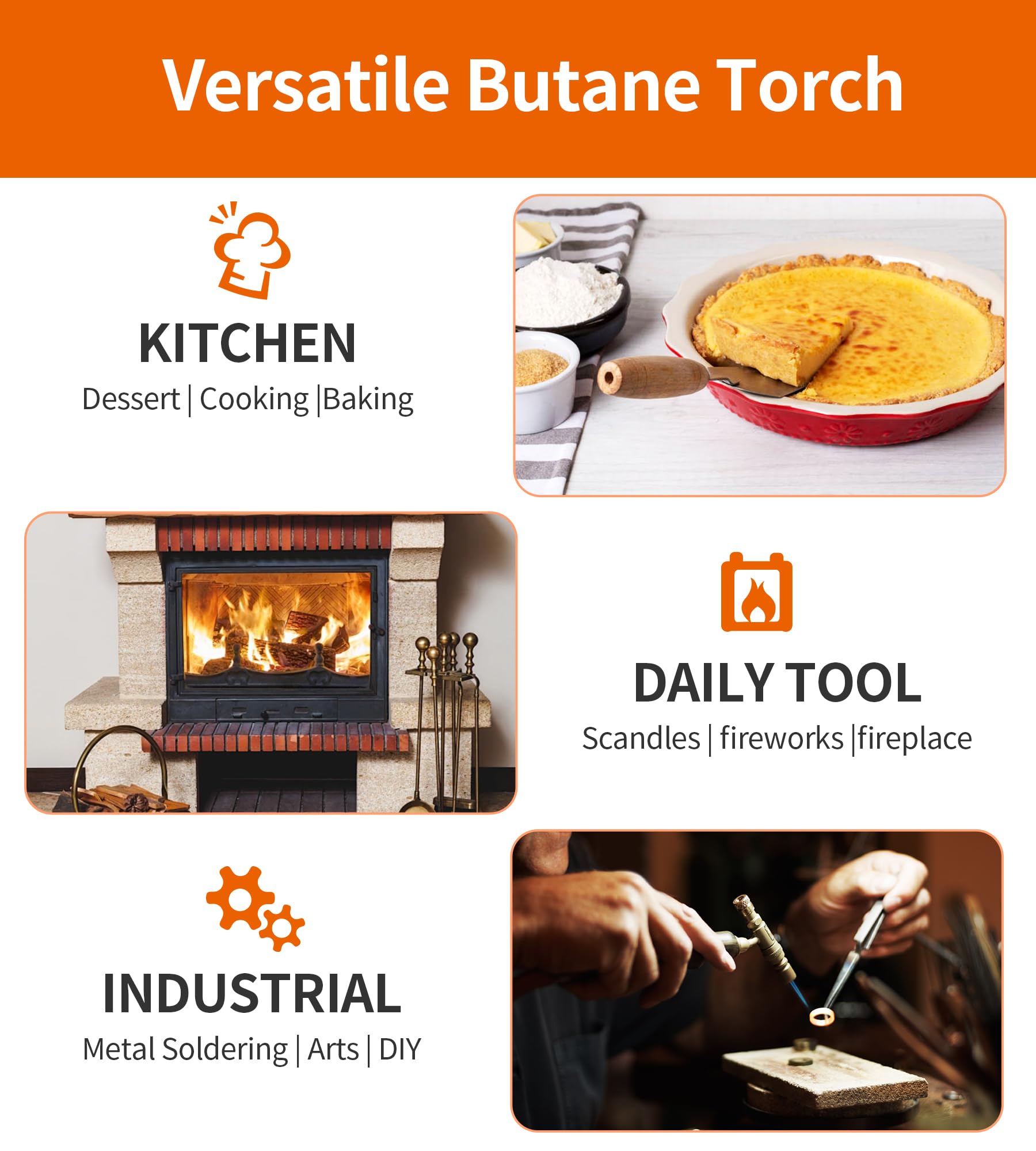 Ankway Soplete de Cocina Recargable Butano Profesional Antorcha para Cocinero Creme Brûlée BBQ