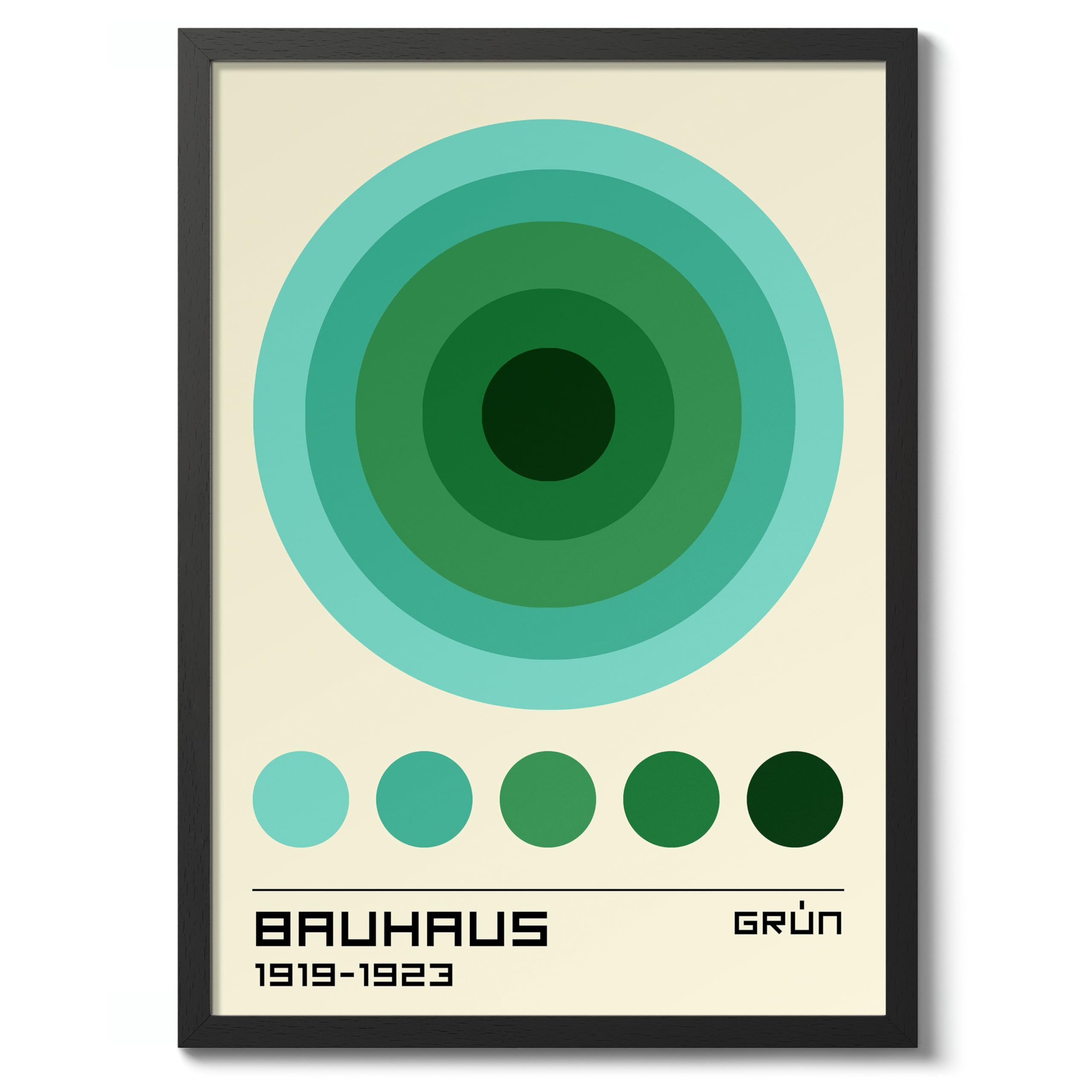 Animato Bauhaus Green Circles Poster, Bauhaus Print, Abstract Art Exhibition, Minimalists Ausstellung Home Wall Art Decor, A4 (Print Only) - 29.7x21cm