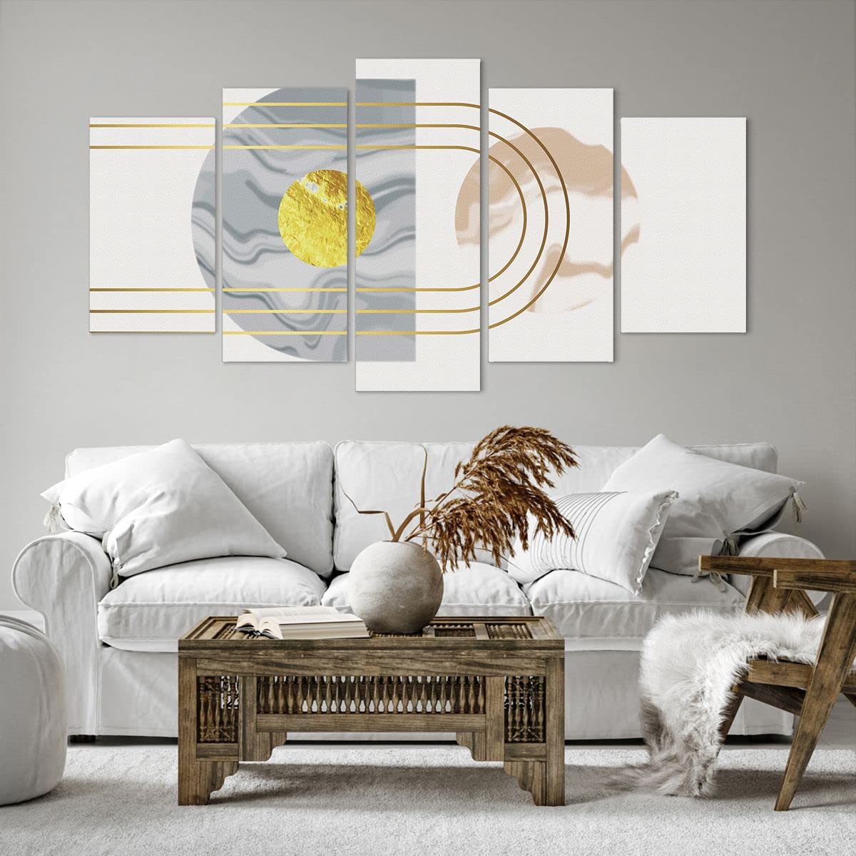 Quadri Moderni su Tela 150x50 cm Stampe da Parete Astratto Pastello - 4574