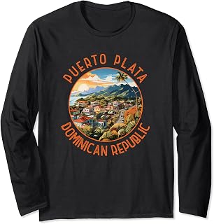 Puerto Plata Dominican Republic Retro Distressed Circle Long Sleeve T-Shirt