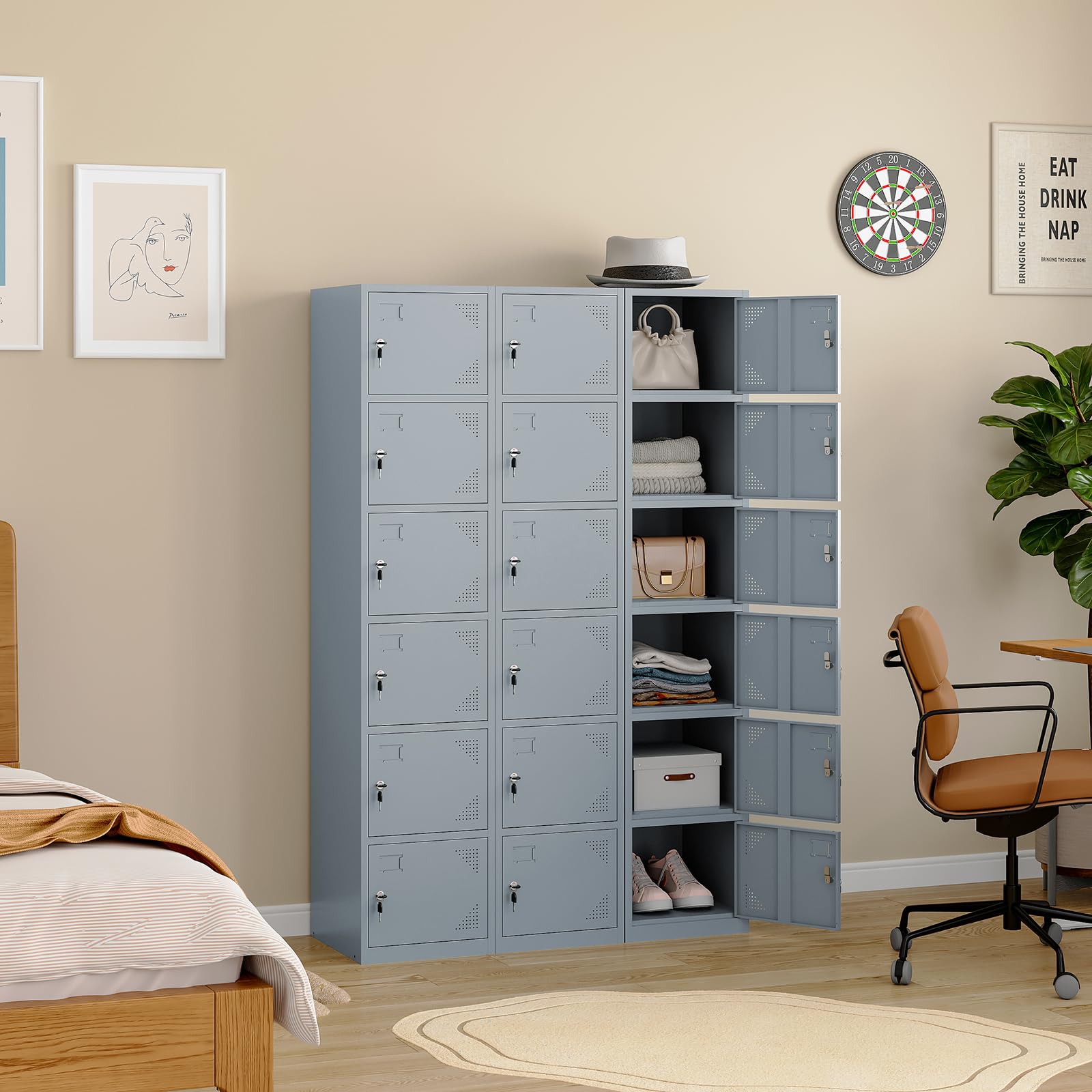 Stahlschrank Schließfachschrank Wertfachschrank Lagerschrank Metallspind Spind Fächerschrank Umkleideschrank Stahlblech Mehrzweckschrank Personalschrank Garderobenspind abschließbar 160 * 38 * 43cm