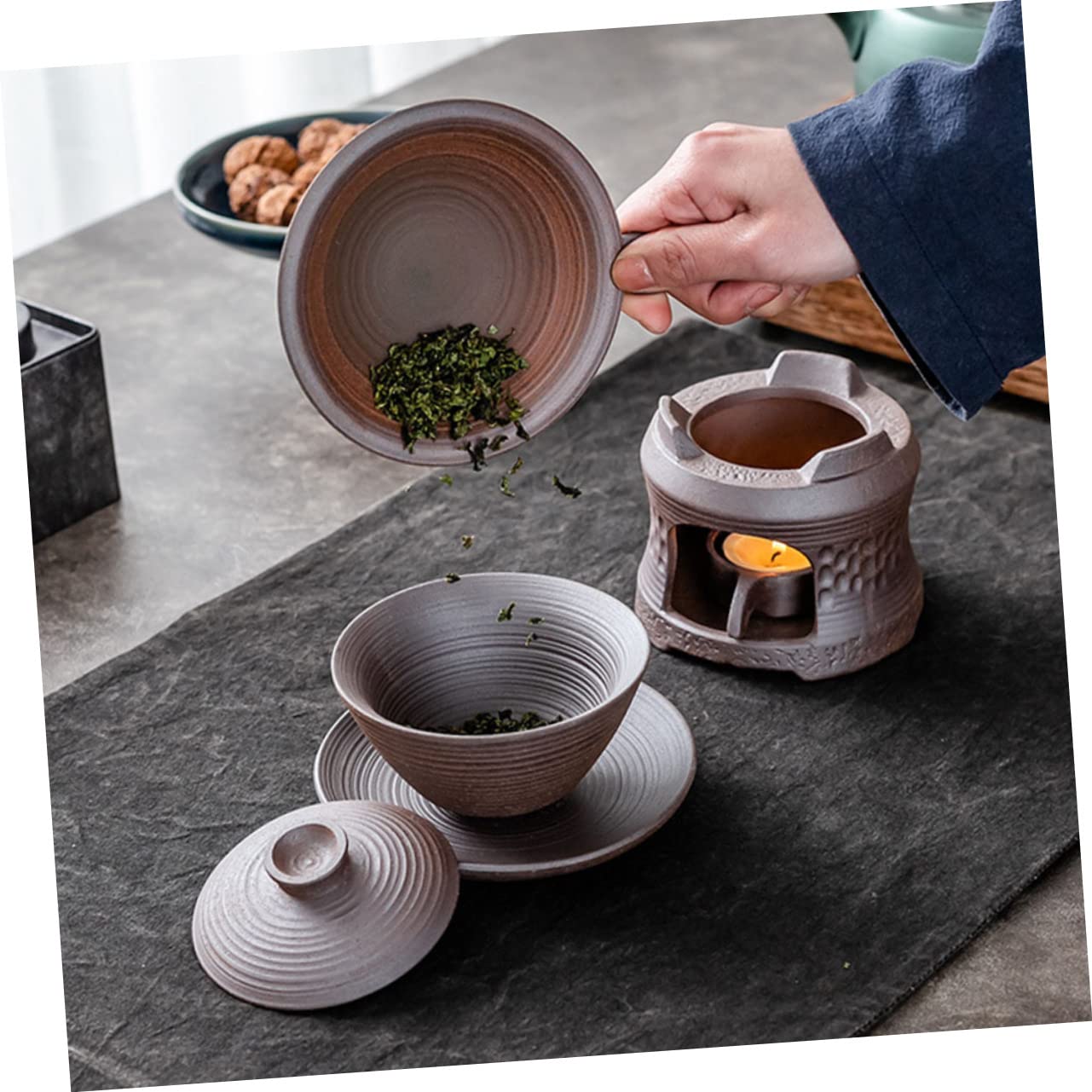 HAKIDZEL Ceramic Teapot Warmer Stove Teapot Candle Holder Teapot Sets Teapot Warmer Candle Tea Burner