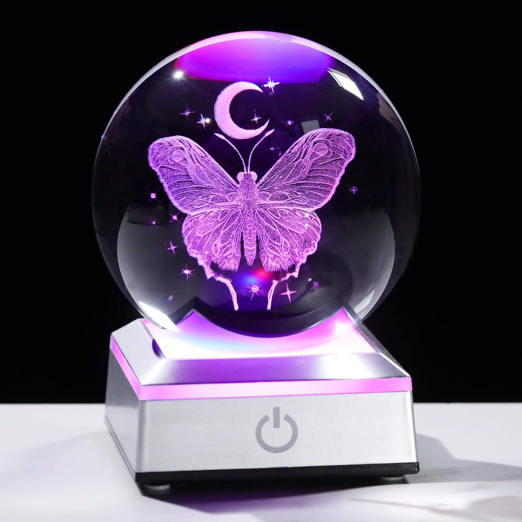Movdyka Crystal 3D Butterfly 3.15in Ball Figurines Gifts for Women Girls