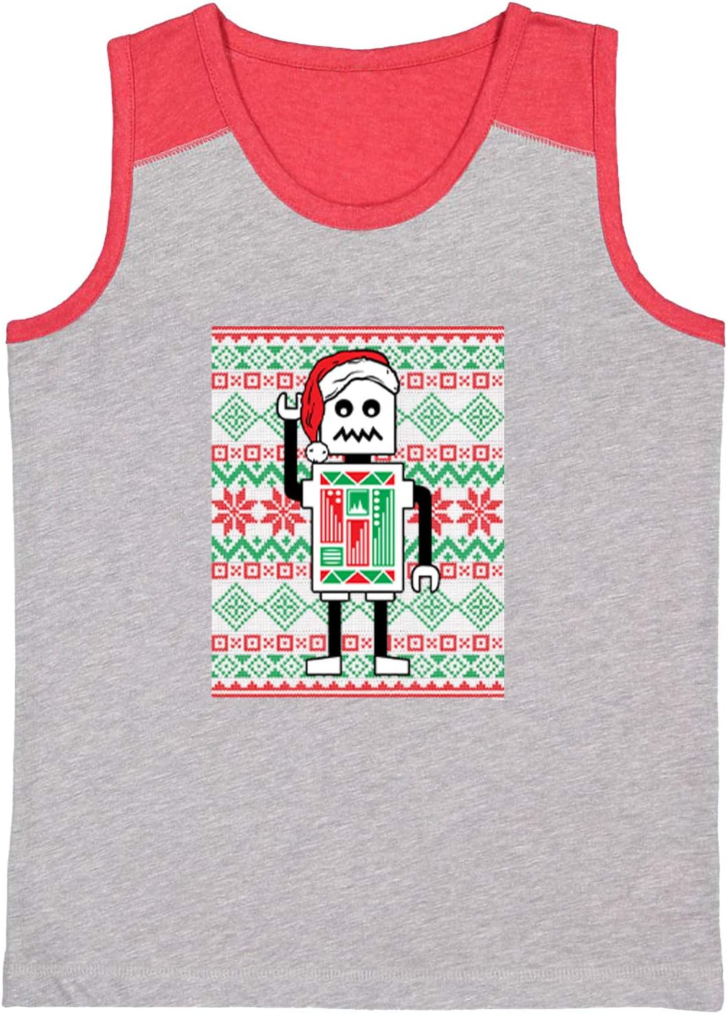 Tcombo Robot Santa - Christmas Sweater Pattern Youth Contrast Back Tank Top