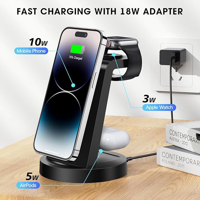 Wireless charging station for iPhones Apple watch and AirPods