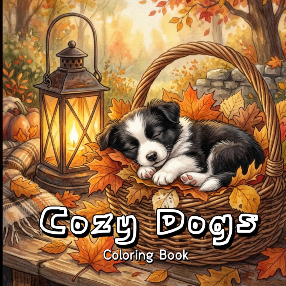 Cozy Dogs Coloring Book: Adorable Canine Scenes Filled with Cozy Moments and Everyday Charm.