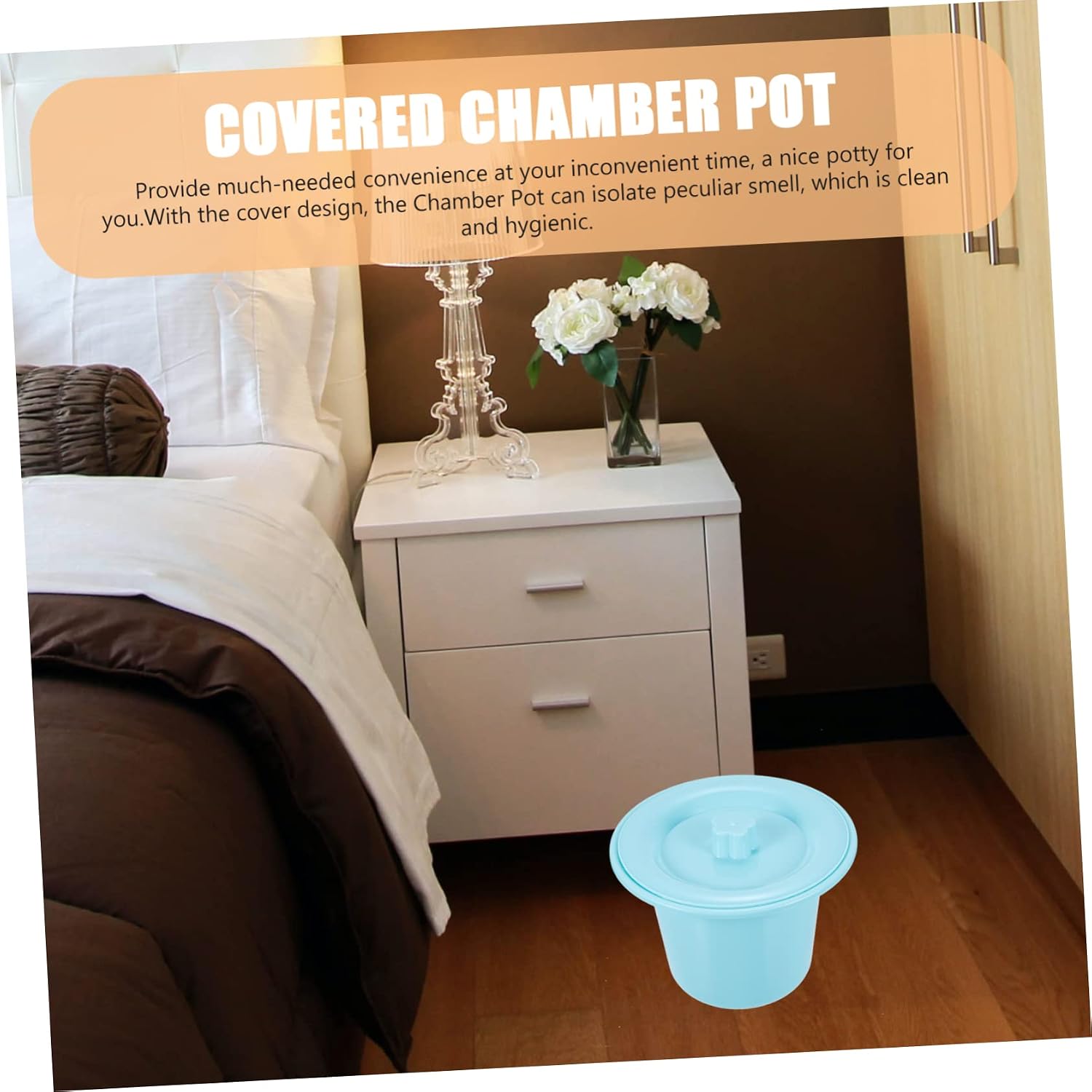 KOMBIUDA 2pcs Disability Aid Portable Urinal Pot Thick Spittoon Sealed Lid for Bed Pan Easy Cleaning for Ages