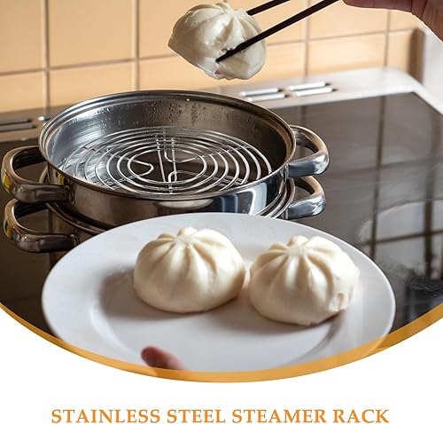 Miniatura 7 de Angoily Estante de vapor de acero inoxidable, estante de enfriamiento redondo, estante de cocina, salvamanteles de olla de acero inoxidable para
