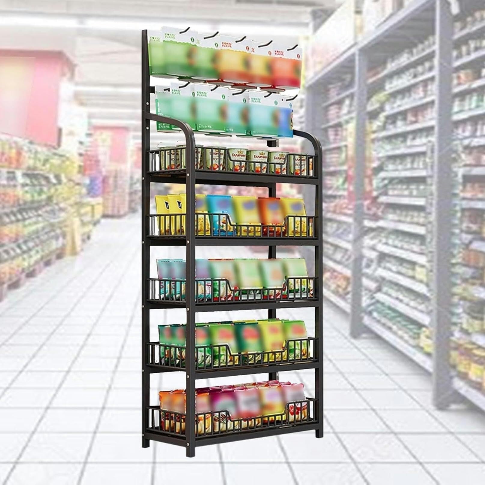 Présentoir à collations anti-gaspillage à 4 niveaux pour snacks et commerces