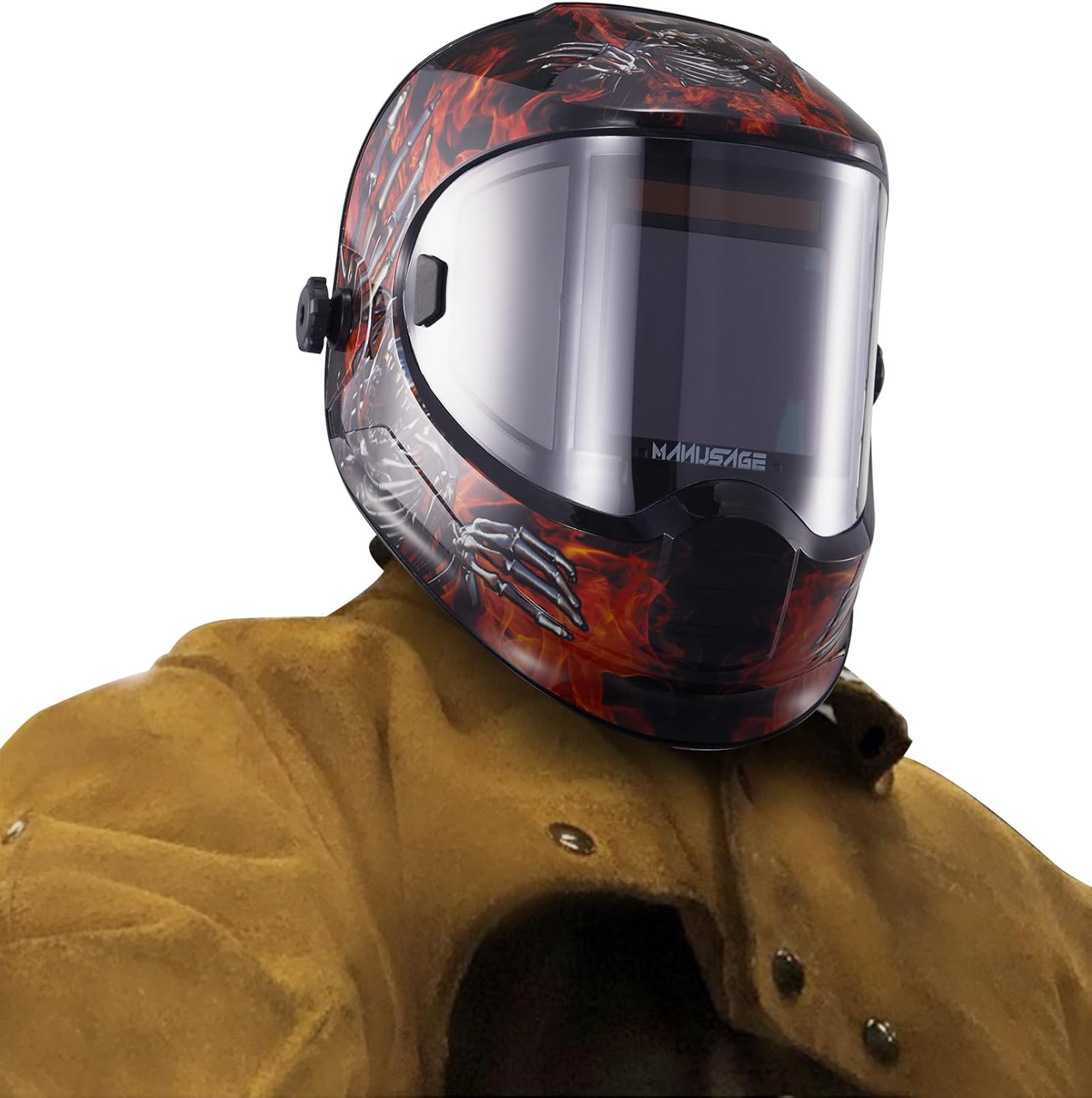 MANUSAGE: Panoramic auto-darkening welding helmet