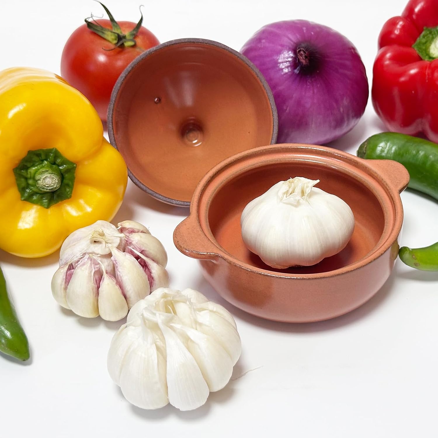 45-Second Ceramic Microwave Egg Maker, Fast Omelet Maker, Garlic Roaster for Delicious Breakfast, Garlic Keeper with Lid, Garlic Cooker, Garlic Baker, Egg on a Bagel Maker Pot