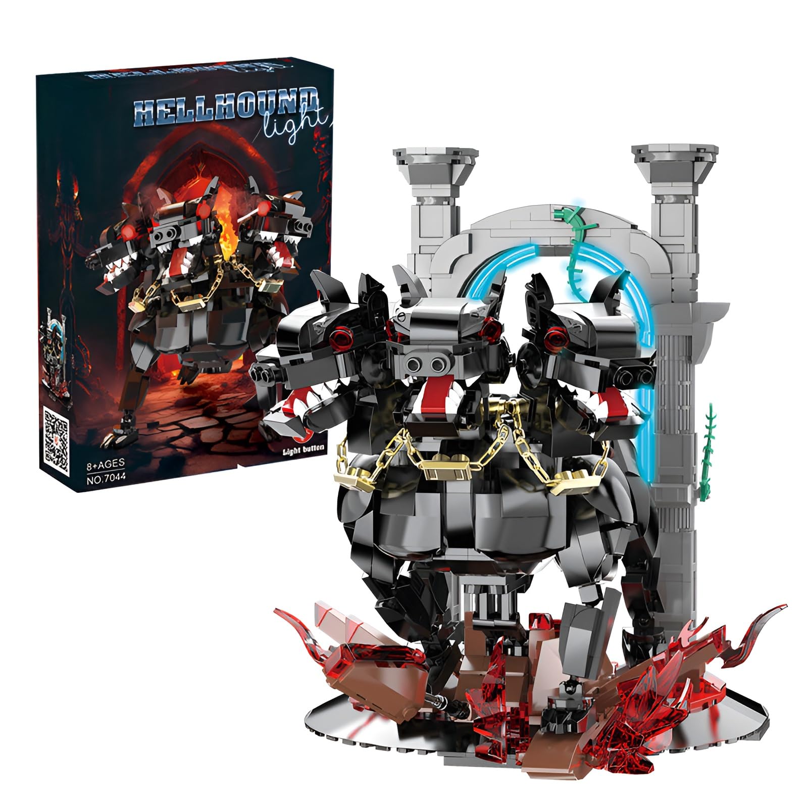 Fuleying Hellhound Building Blocks Set, Mythic Creator Hellgate Guard Dog Building Bricks Toy, Collectible Model Toy for Adults Teens, Home Office Decor Display(820PCS)