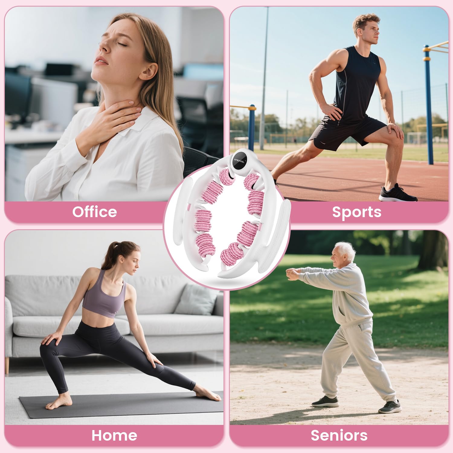 ITEHIL Lymphdrainage-Massagegerät, Anti-Cellulite-Massagerolle, Cellulite-Entferner, Faszien-Massagegerät für Arme, Beine, Bauch und Gesäß