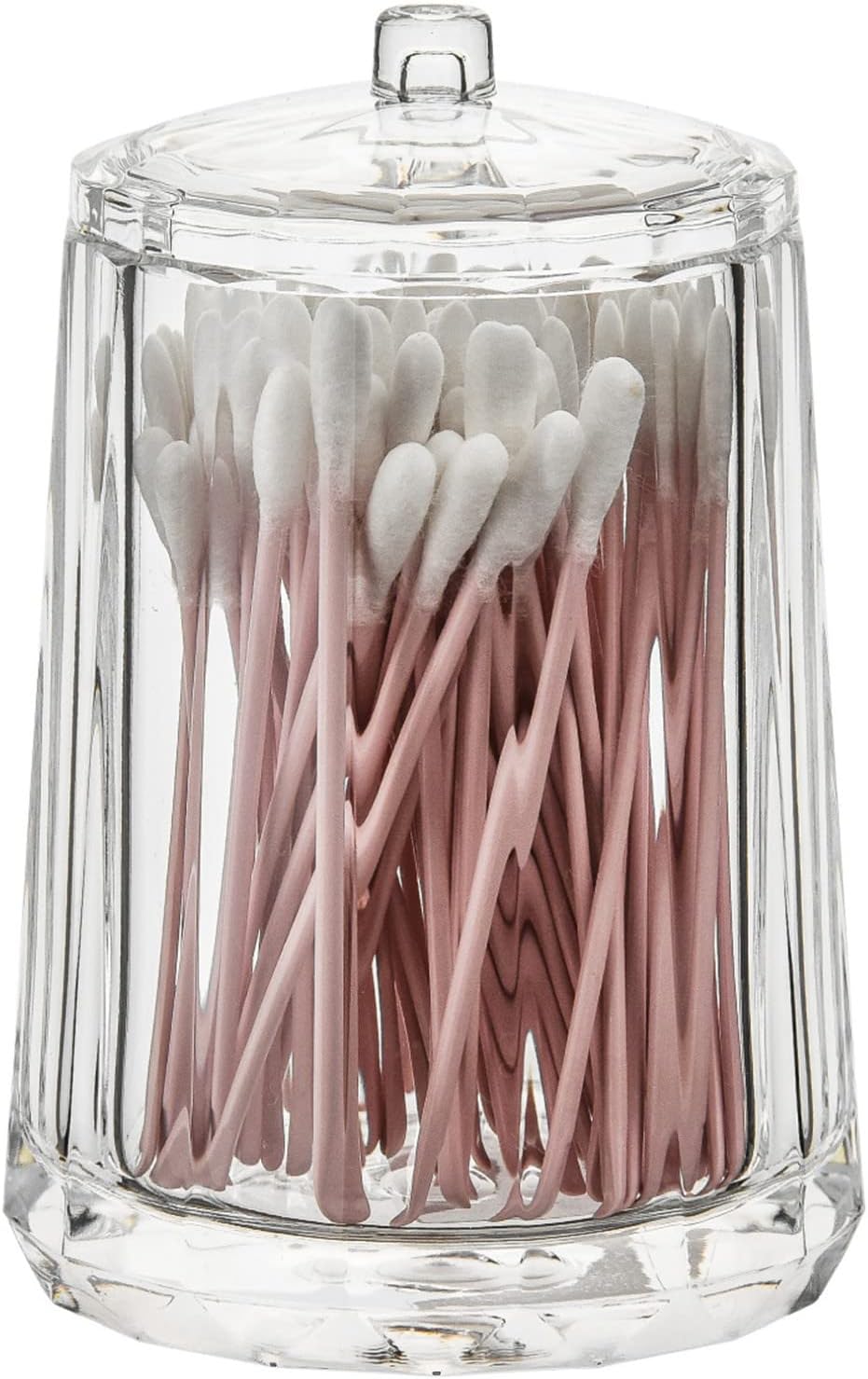 RAYYXP 10 Oz Qtips Holder Clear Plastic with Lid Cotton