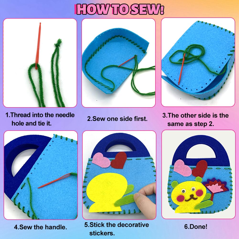 AffeGifts DIY zestaw do szycia filcowego dla dzieci, 4 sztuki torby edukacyjne
