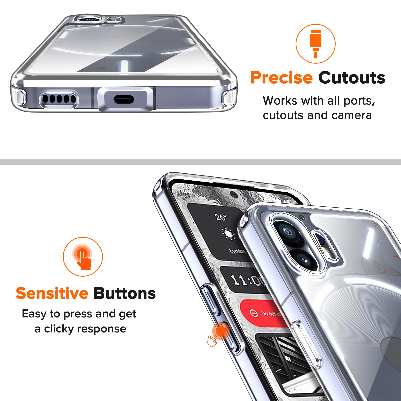 Ivoler Anti-Jaunissement HD Clair Coque Pour Nothing Phone 3a