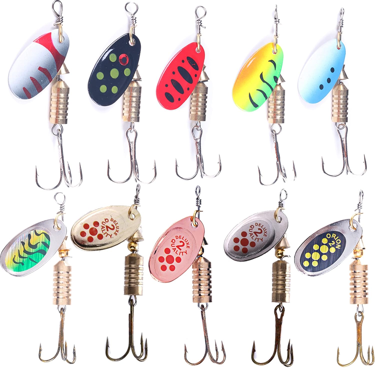 LURESMEOW Trout Lures Spinner Baits Fishing Lures Kit for