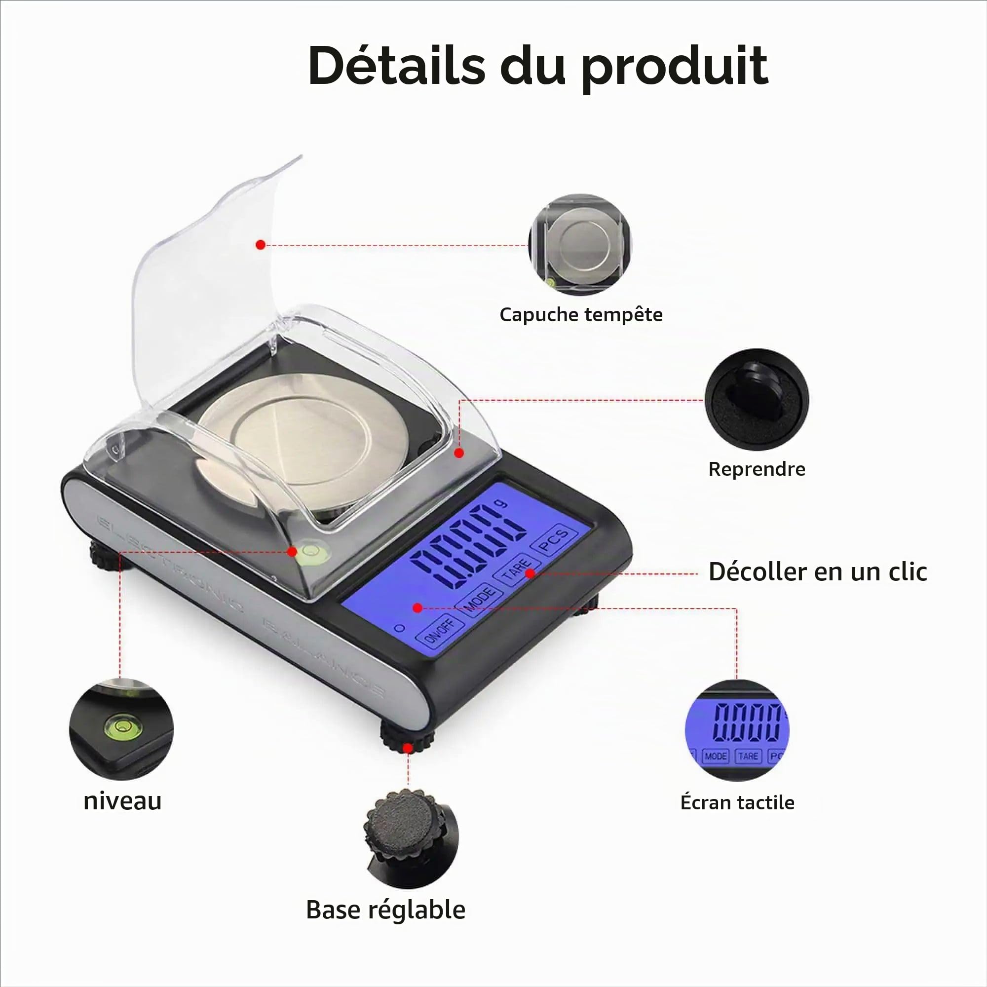Balance De Precision 0.001g,Balance Milligramme,Étendue De Pesée 50g,Pour Les Mesures De Haute Précision Dans Les Domaines De La Science, De La Cuisine, De La Bijouterie, De l'Or, De l'Argent, Etc.