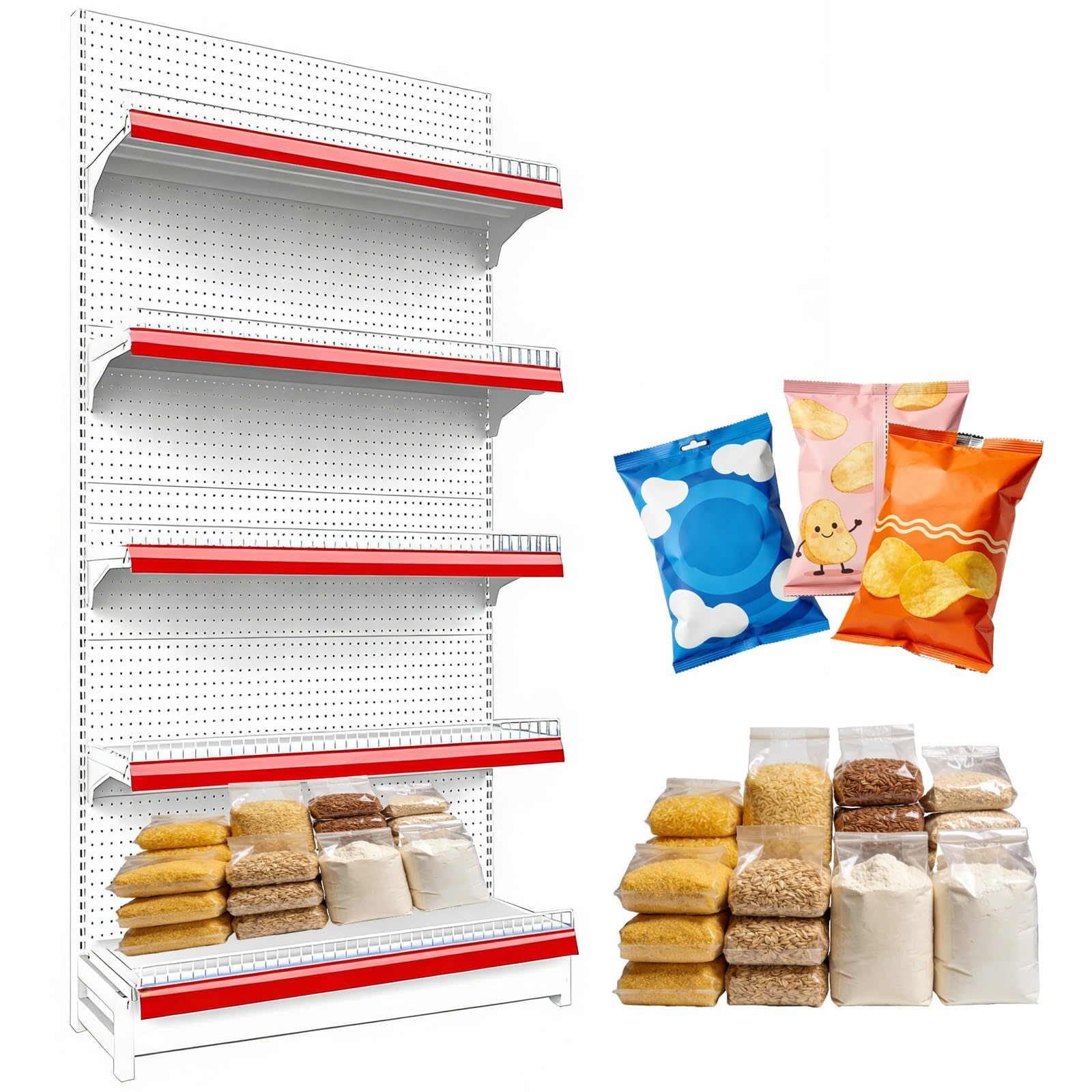 Supermarkt-Ausstellungsregal, 5-stöckig, für Einzelhandel, Lebensmittel, Bürobedarf oder Likörläden
