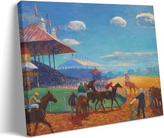 Race Track Vintage Painting by William James Glackensインテリアデザインのポスター、家の装飾の美学、部屋の新しい家の贈り物08x12inch Frame-style