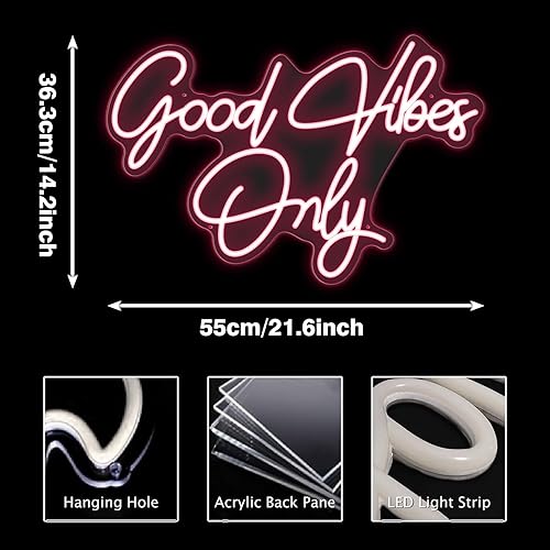 Miniatura 3 de Good Vibes Only Letrero de neón para regalo de pared, decoración de neón para el hogar, pub, club, fiesta, Navidad