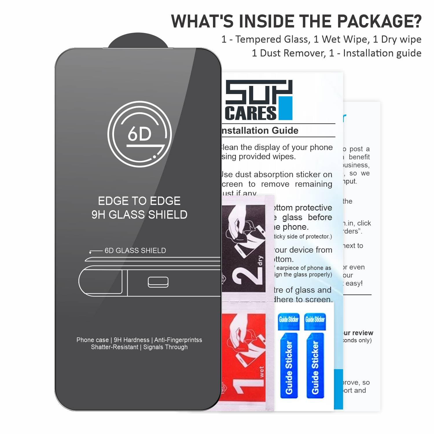 SupCares Tempered Glass for Oppo Find X9s (6.59 Inch) With Installation Kit | 9H Edge to Edge Screen Protector | Black — Amazon image 6
