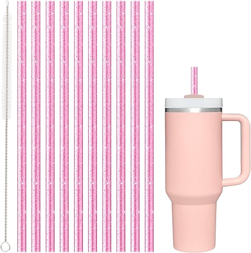 Miniatura 15 de Popote de repuesto para vaso Stanley Cup de 40 onzas y 30 onzas, paquete de 10 popotes de plástico reutilizables de 12.13 pulgadas de largo