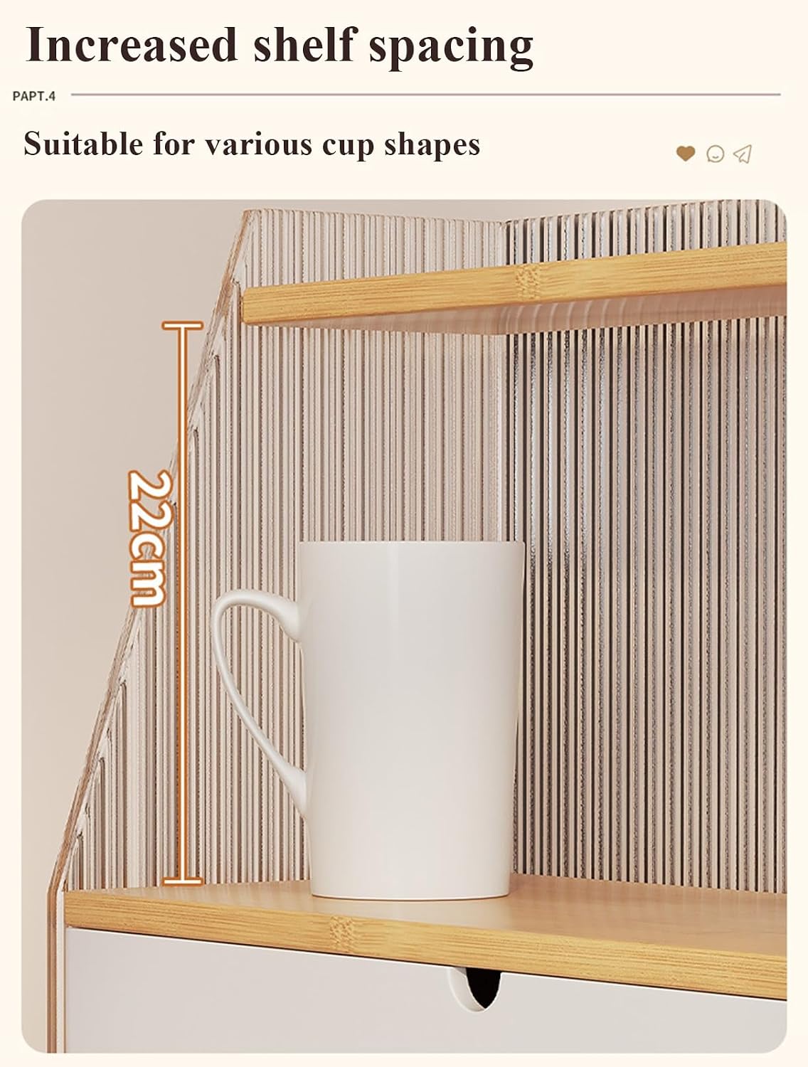 Coffee Mug Holder Wooden Cup Station Organizer Thickened Bamboo Layer Board Water Ripple Acrylic Metal-Coated Screw Cap for Home Kitchen(Tea)