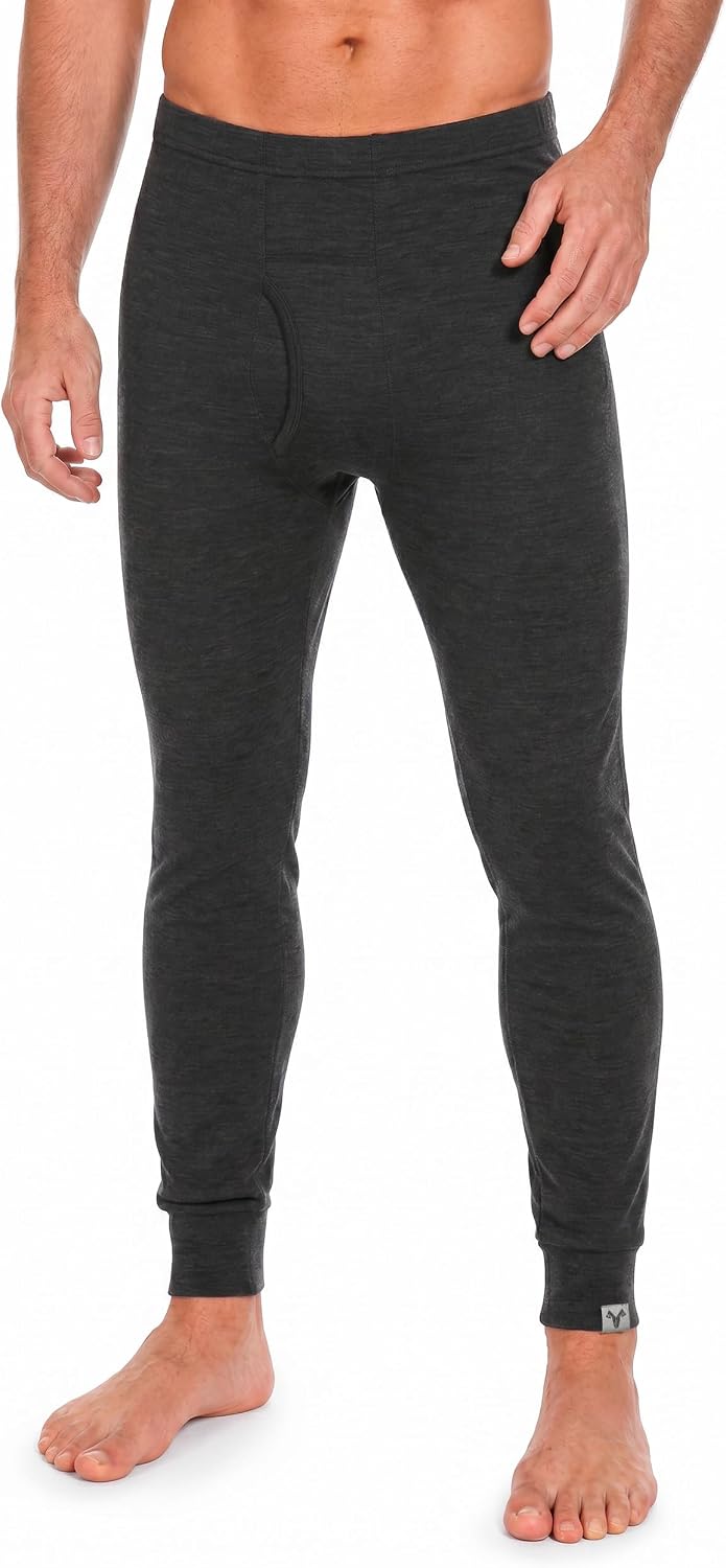 MERINNOVATION Merino Wool Base Layer Pants for Men - 100% Merino Wool Thermal Underwear Lite - Midweight Long Johns Bottom