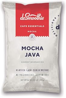 Dr. Smoothie Café Essentials Mocha Java – No Artificial Colors, Flavors, or Sweeteners – Shelf Stable – 61mg of Caffeine per Serving – Great for Hot, Iced, & Frozen Frappes (3.5 lb Bag, 30 Servings)