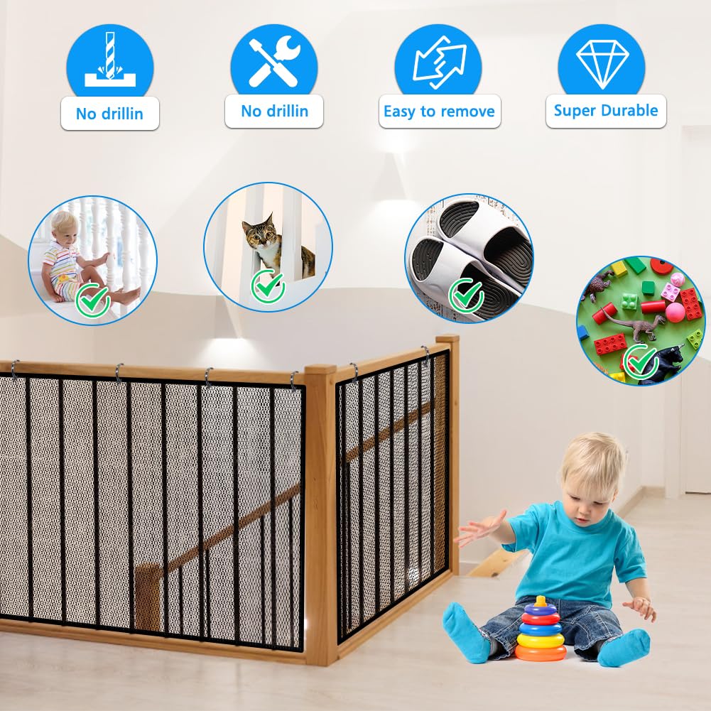 Red de seguridad para escalera de 300 x 90 cm, malla de protección para escalera, valla de 3 metros, para niños y mascotas, color negro