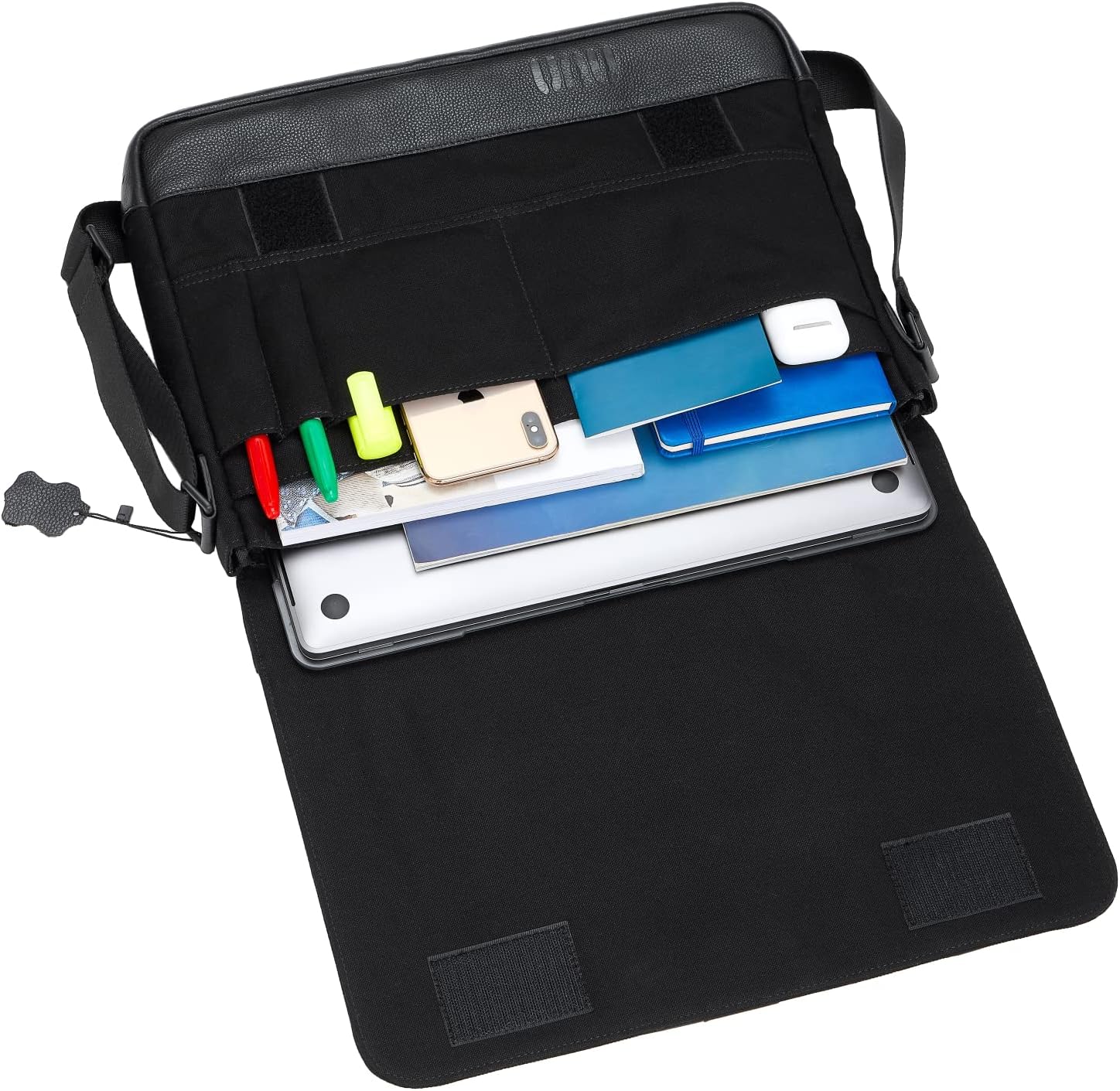 USRA Messenger Bag with Classic Leather Grain for Men Women Shoulder Light Durable Modern Design Business Fashion Casual