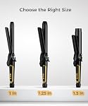 Lanvier 1 Inch Extra Long Hair Curling Iron with Ceramic Tourmaline Barrel, Professional Hair Curler up to 450°F with Dual Voltage for Worldwild Use, Hair Waving Style Tool for Girls&Women–Black